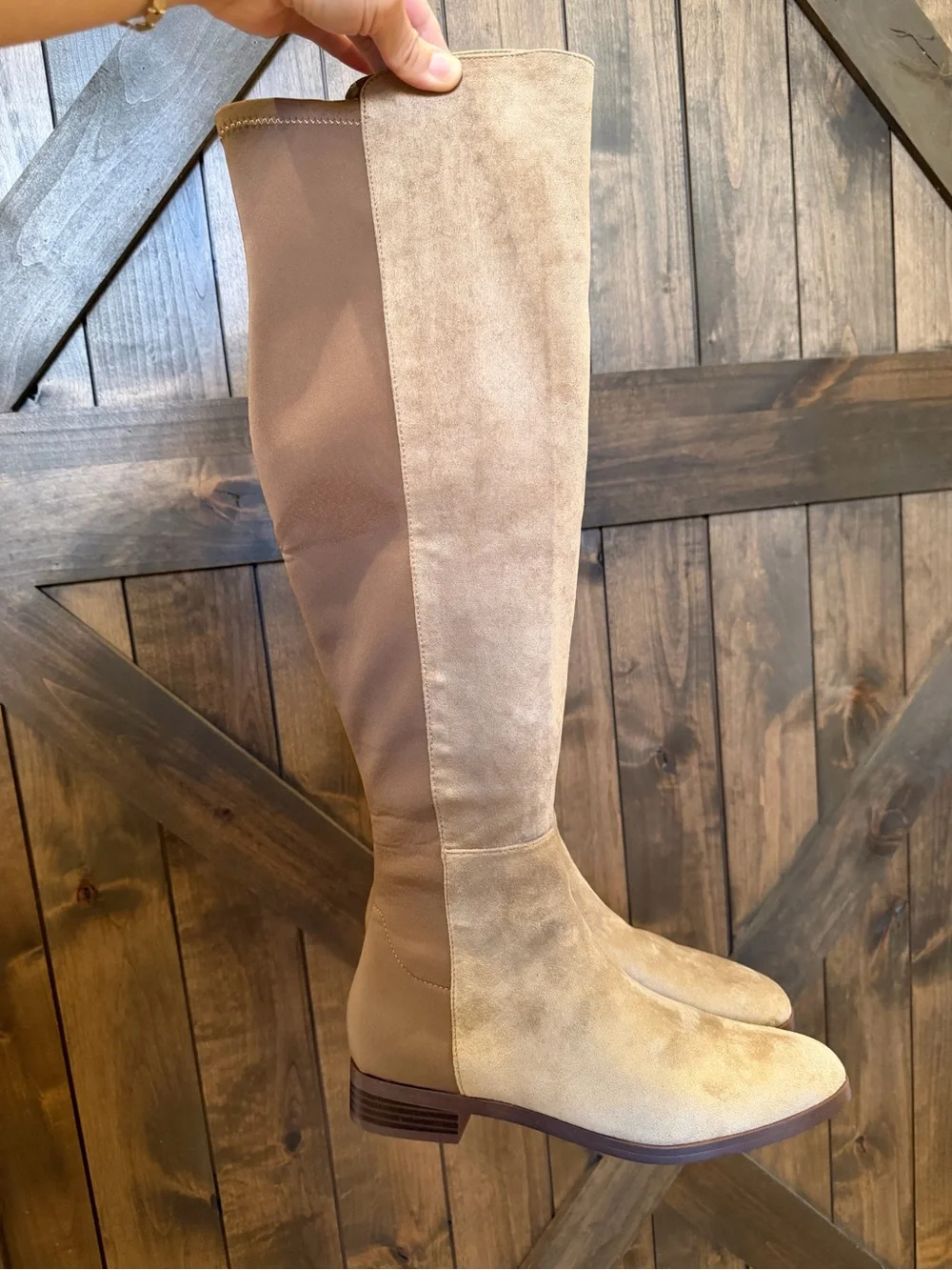 J. Crew Factory Tan Suede Over-the-Knee Stretch Boots